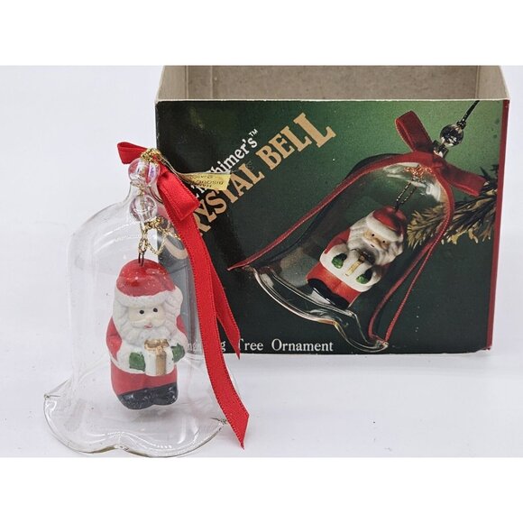 L'il Chimer's Crystal Bell Jasco Vintage Christmas Ornament Santa Glass - Picture 1 of 10